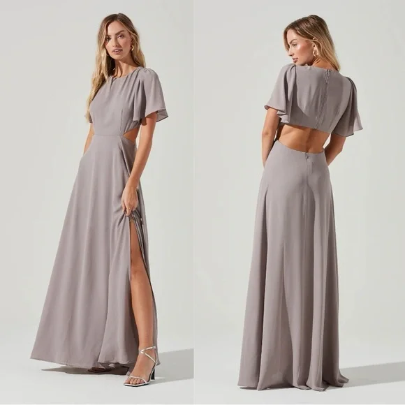 Astr | Dresses | New Astr Katrina Flutter Sleeve Back Cutout Maxi Dress In  Dusty Iris M | Poshmark